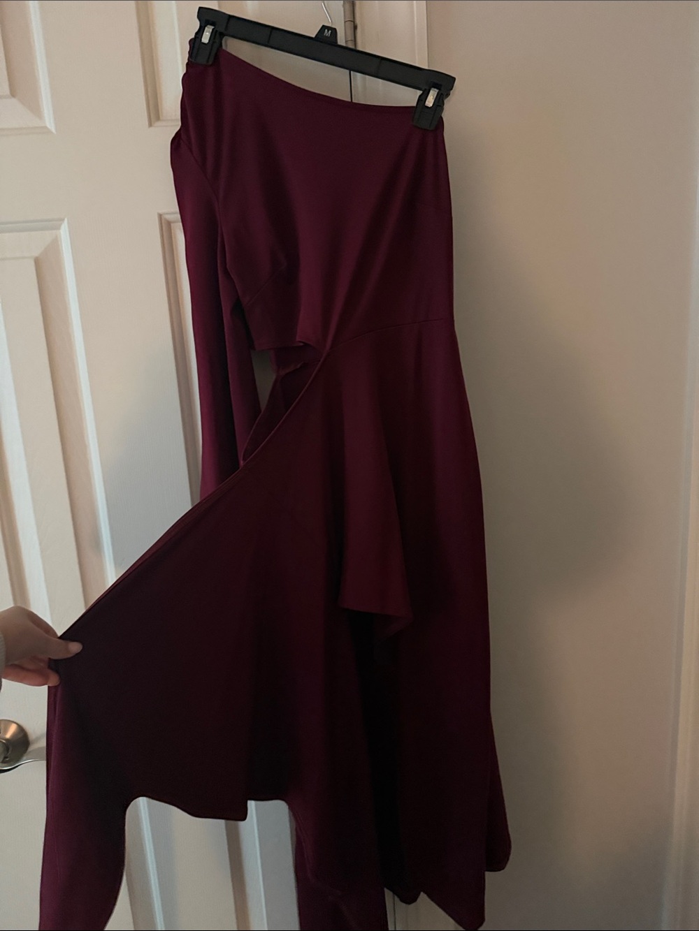 Asymmetric Burgundy Maxi Dress
